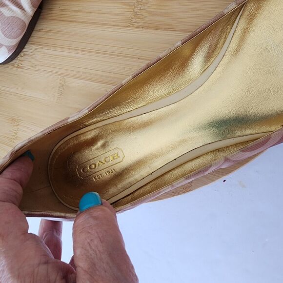 Coach Sonnet Ballet Flats Satin/Polyester Uppers Gold Hardware Rare Vintage Sz10 - Picture 10 of 16